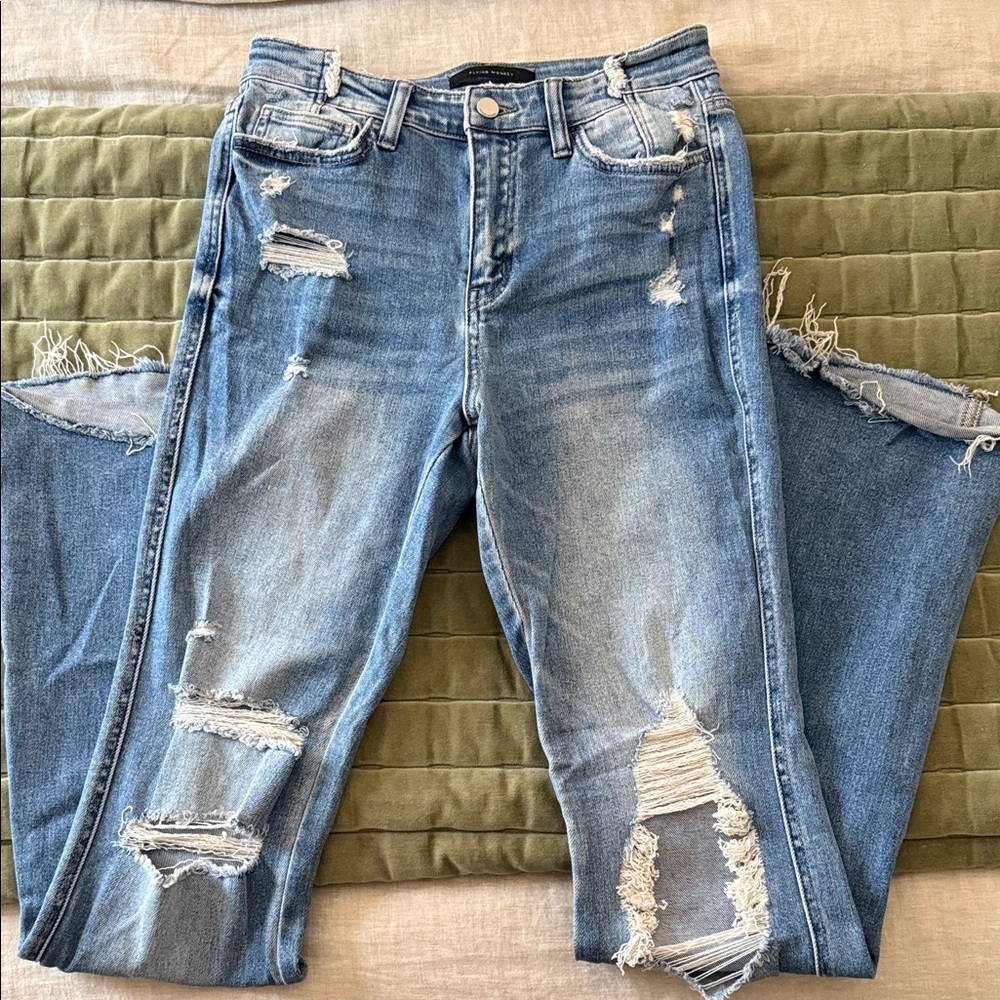 Flying Monkey Light Blue Distressed Boyfriend Jeans